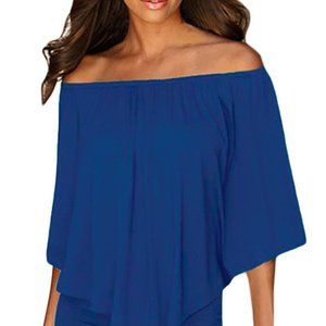 Royal Blue Off-The-Shoulder Mini Dress - Elegant Chic for Cocktail Hour 💙🍸